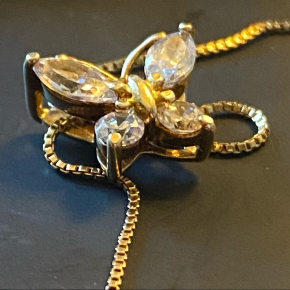 925 Vermeil Crystal Butterfly Pendant Necklace - Picture 3 of 7